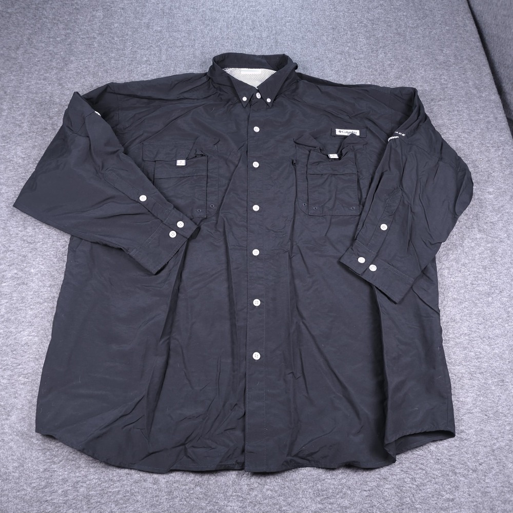 Columbia PFG Shirt Mens 3XT Black Fishing Vented Omni Shade Casual XXXL Tall